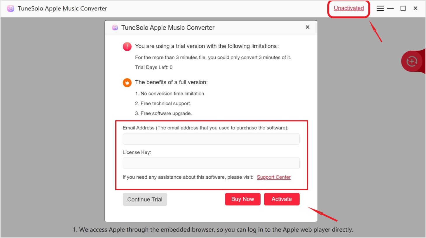 Attivare Tunesolo Apple Music Converter