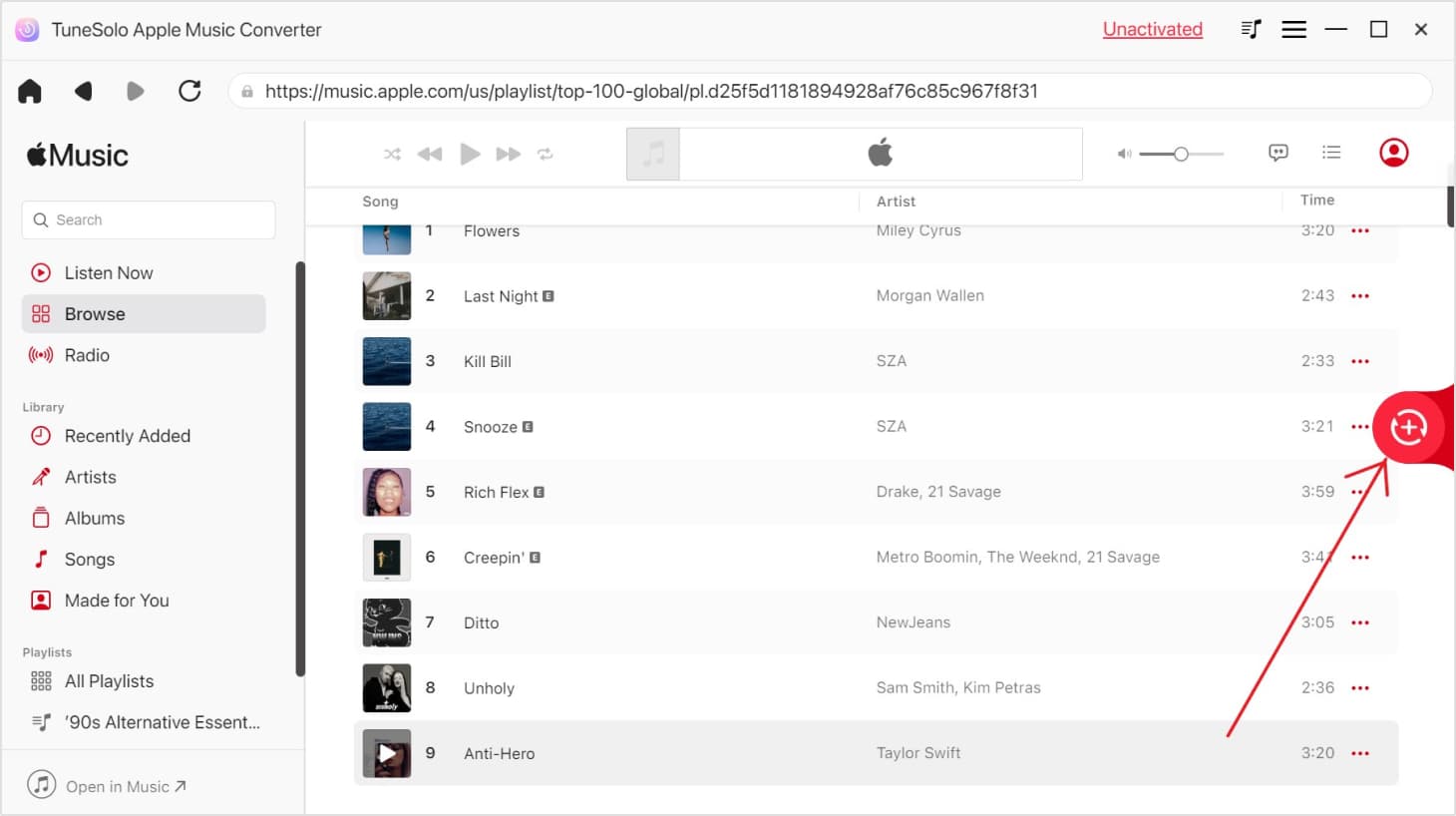 Select the Apple Music Tracks