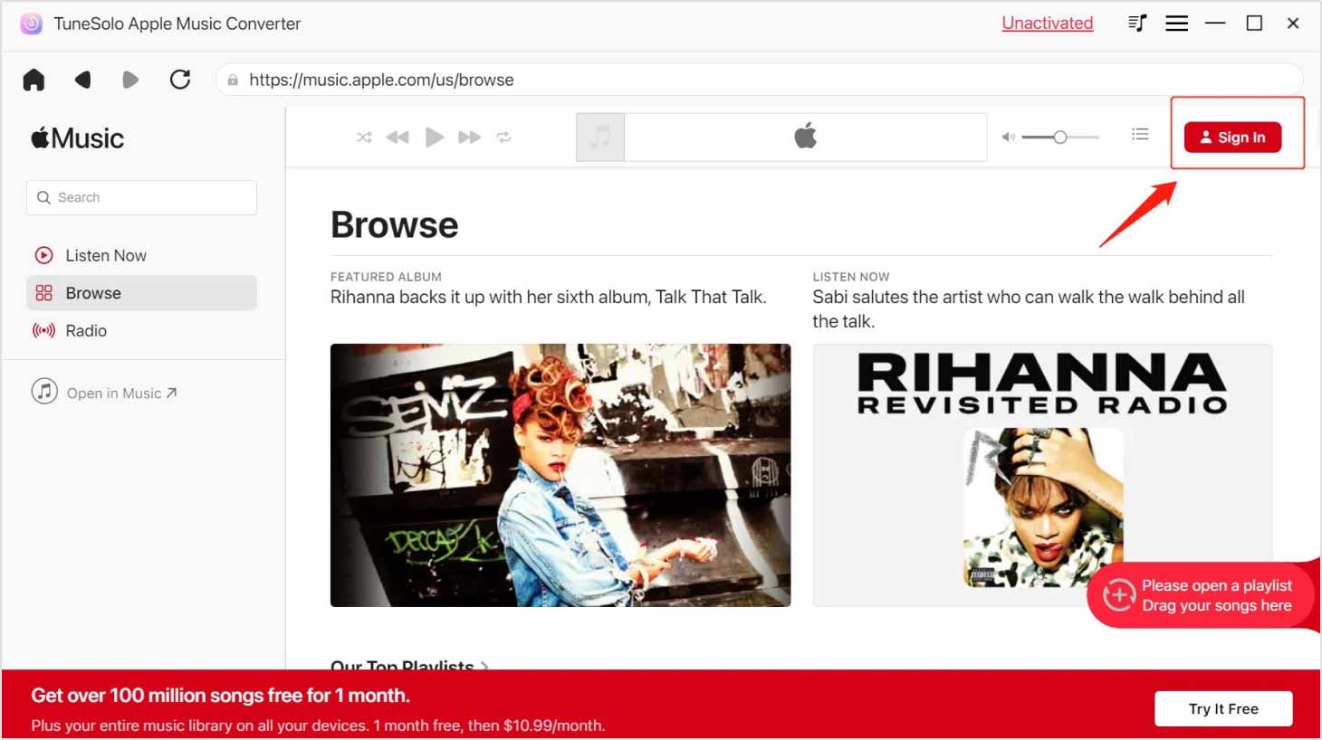 Accedi al tuo account Apple Music