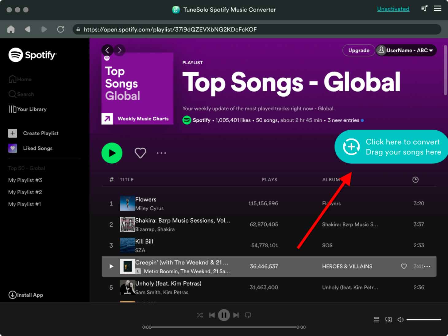 Choose Spotify Music/Albums/Playlist to Convert