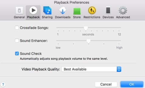 Disable Crossfade and Sound Check