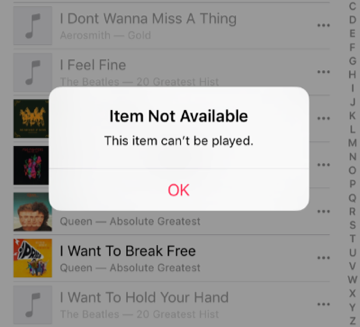 Apple Music Item Cannot Be Played