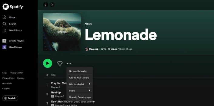 Listen to Lemonade Album by Beyoncé on Spotify