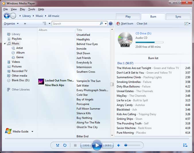 Brennen Sie die CD mit Windows Media Player