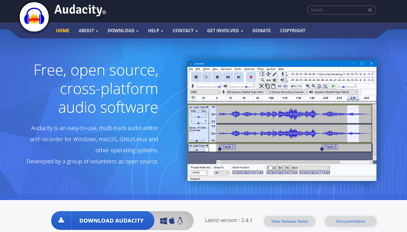 無料で使用できる Audacity ダウンローダー