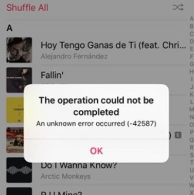 Error 42587 in Apple Music