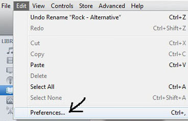 Go to Preferences in iTunes