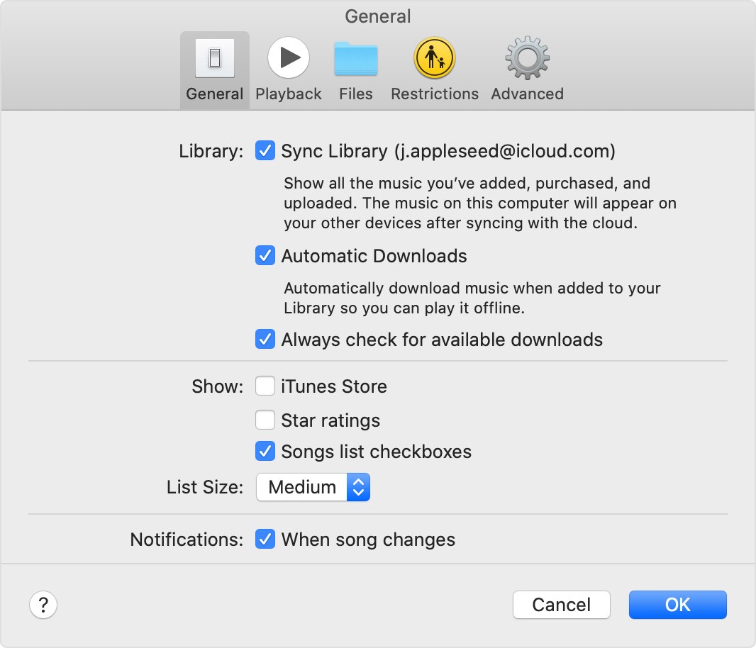 iTunes 設定を変更して iTunes ライブラリをバックアップする