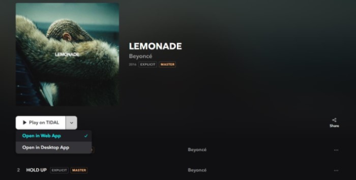 Listen to Beyoncé Lemonade Album on  TIDAL