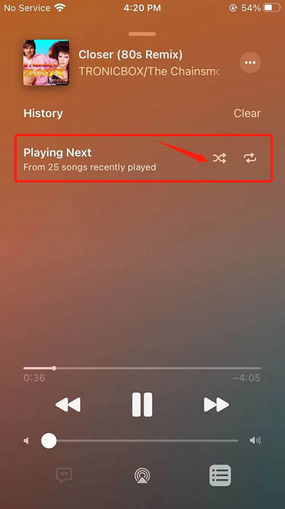 Repeat and Shuffle Functions on iPhone