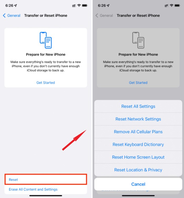 Reset the Network Settings to Fix Cellular Data Not Working