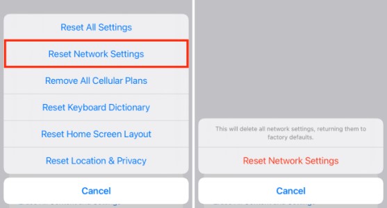 Reset iPhone Network Settings