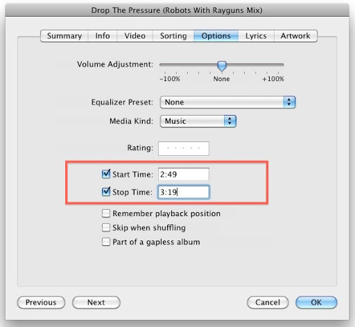 Enter the Specific Times to Create Ringtone in iTunes