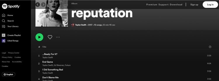 Stream ‎Taylor Swift's Reputation Album on Spotify