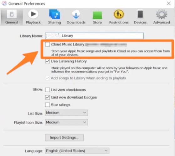 Turn off iCloud Music Library on Mac/Windows PC