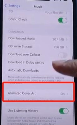 Turn on Animated Cover Art in Apple Music