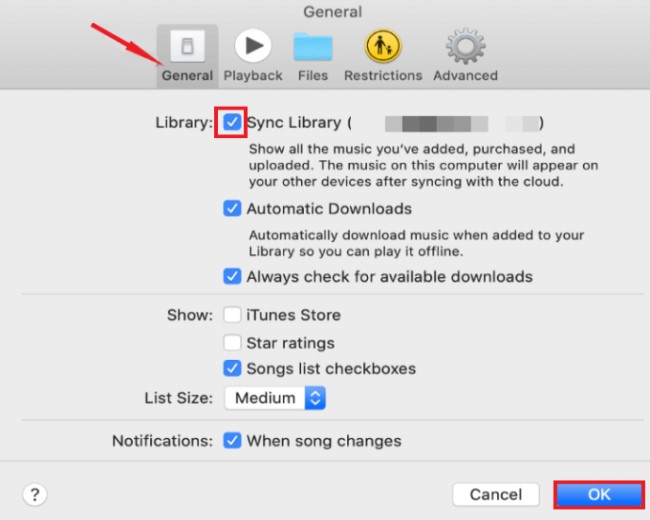 Turn on Sync Library on Mac