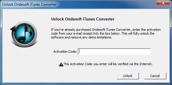 Unlock Ondesoft iTunes Converter
