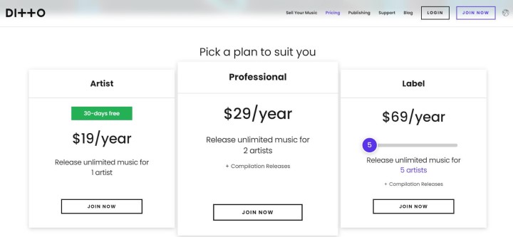 Ditto Music Plans