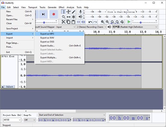 Covert OGG to MP3 with Audacity