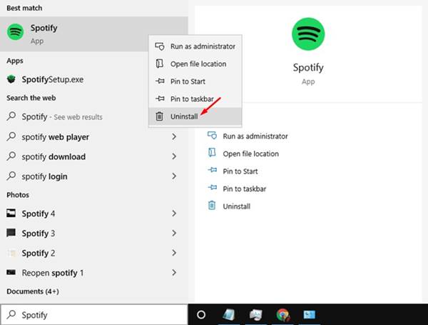 Reinstall Spotify on Windows