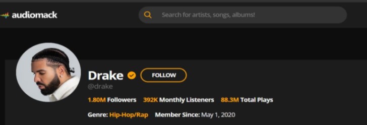 Lista de reproducción de Drake en el sitio de Audiomark