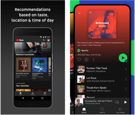 Vergleichen Spotify mit YouTube Music