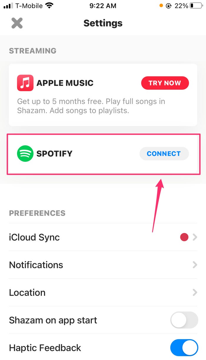Connect Shazam To Spotify For iPhone Users