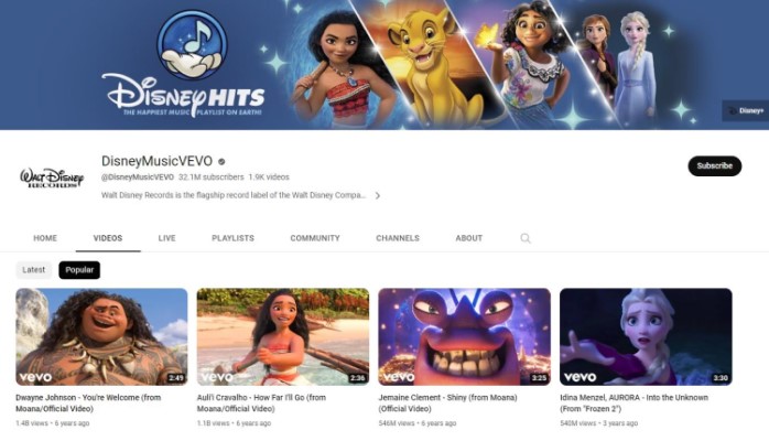 Listen to Disney Music on Youtube