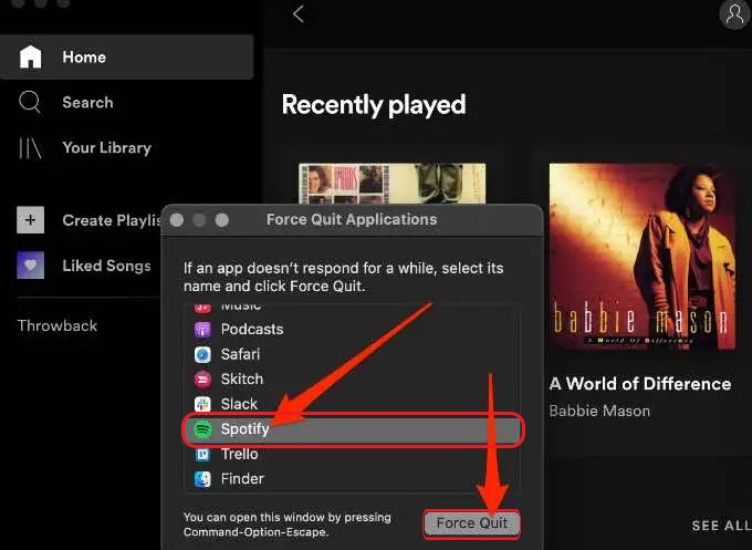 Force Quit and Restart Spotify if Spotify Won’t Open on Mac