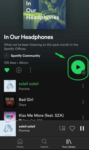 끄는 방법 Spotify 모바일의 셔플 재생 기능