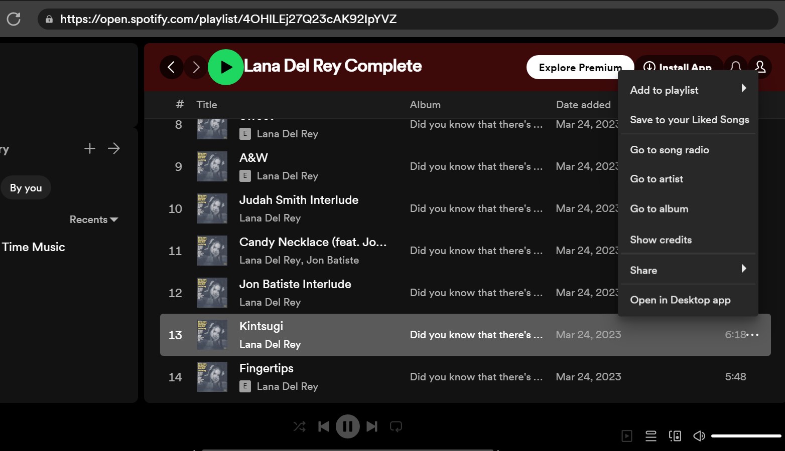 Adicionar músicas a Spotify lista