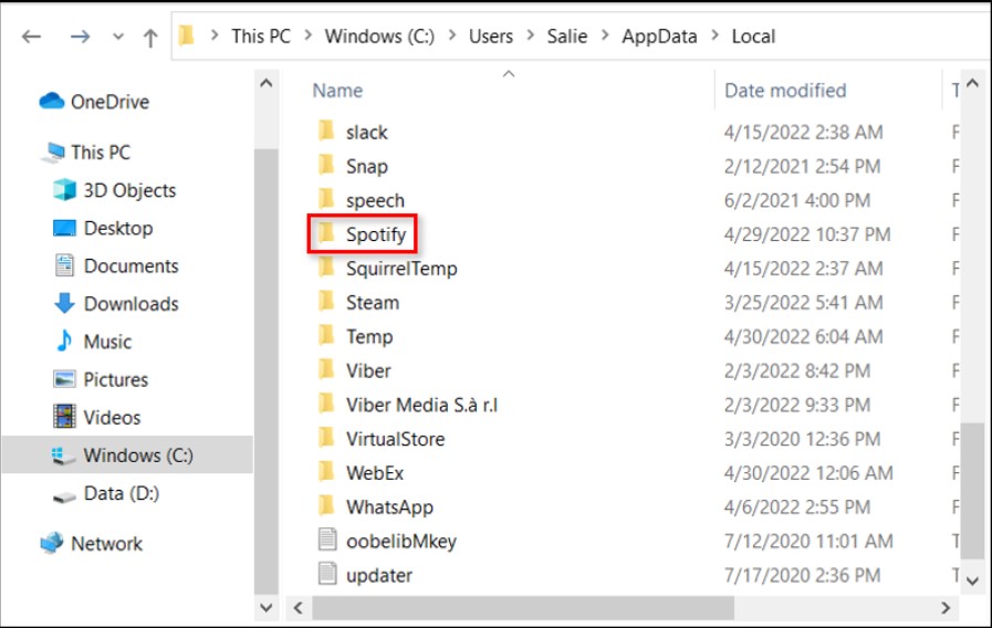 Clear Spotify Data on Windows