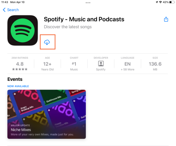 Download Spotify from App Store