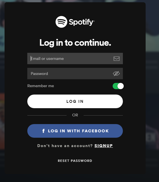 Log into Spotify Account