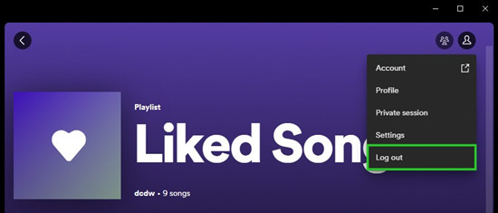 Log out of Spotify on PC