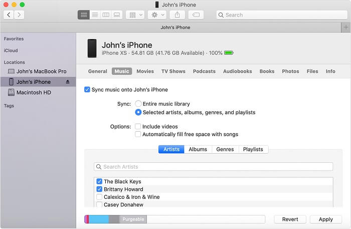 Transfer Spotify Musica su Iphone dal Finder