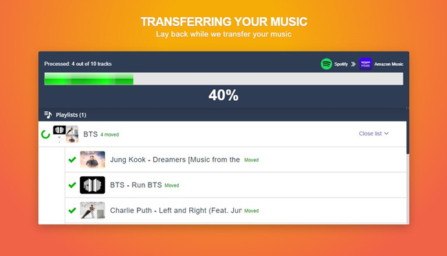 Transfer Spotify Playlist to Amazon Music via TuneMyMusic