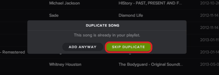 Skip Duplicated Spotify Songs