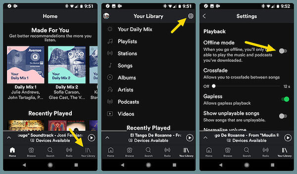 Enable Offline Mode on Spotify